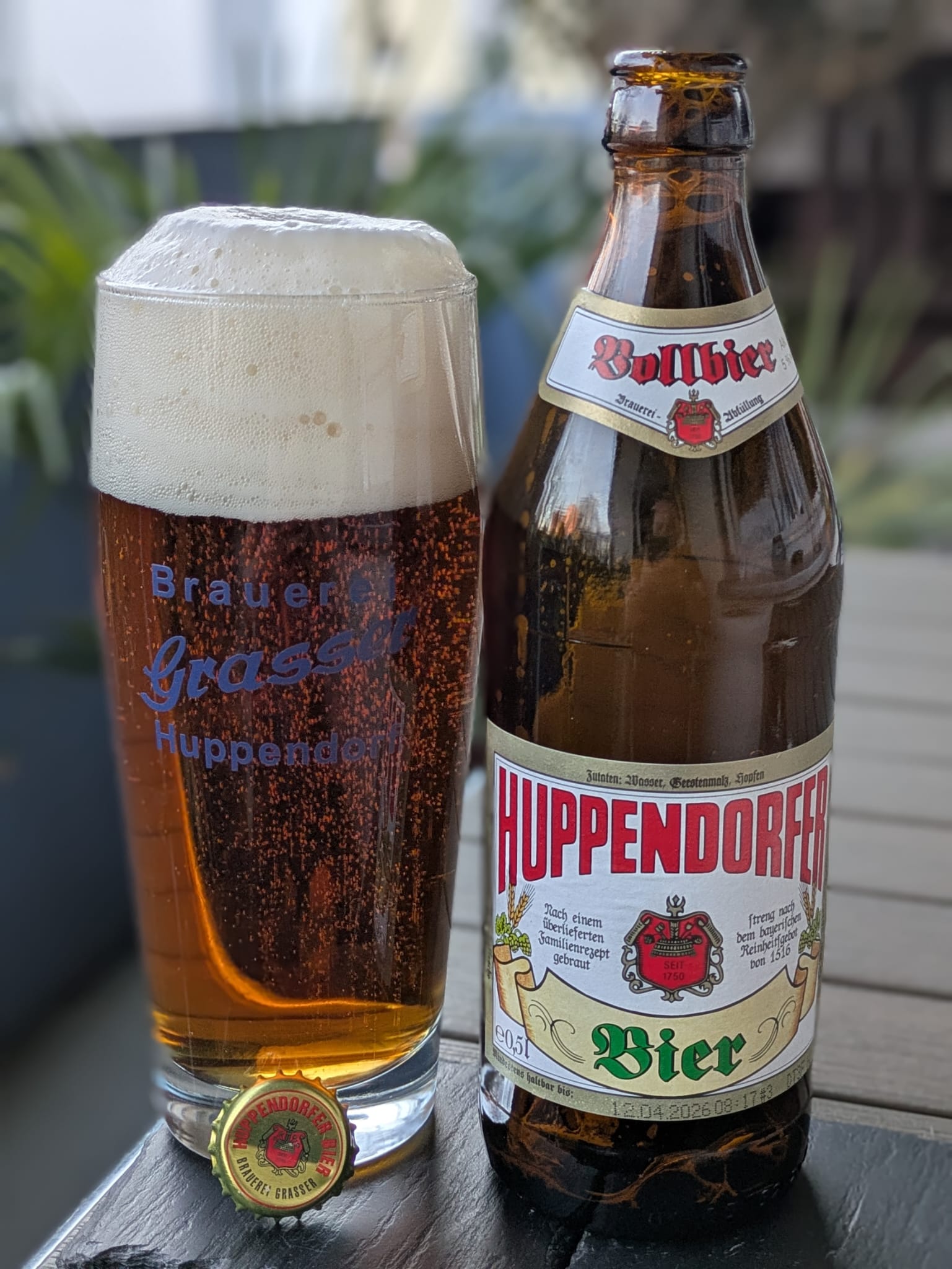 Bierprobe Huppendorfer Vollbier der Brauerei Grasser vom FrankenBierFreund