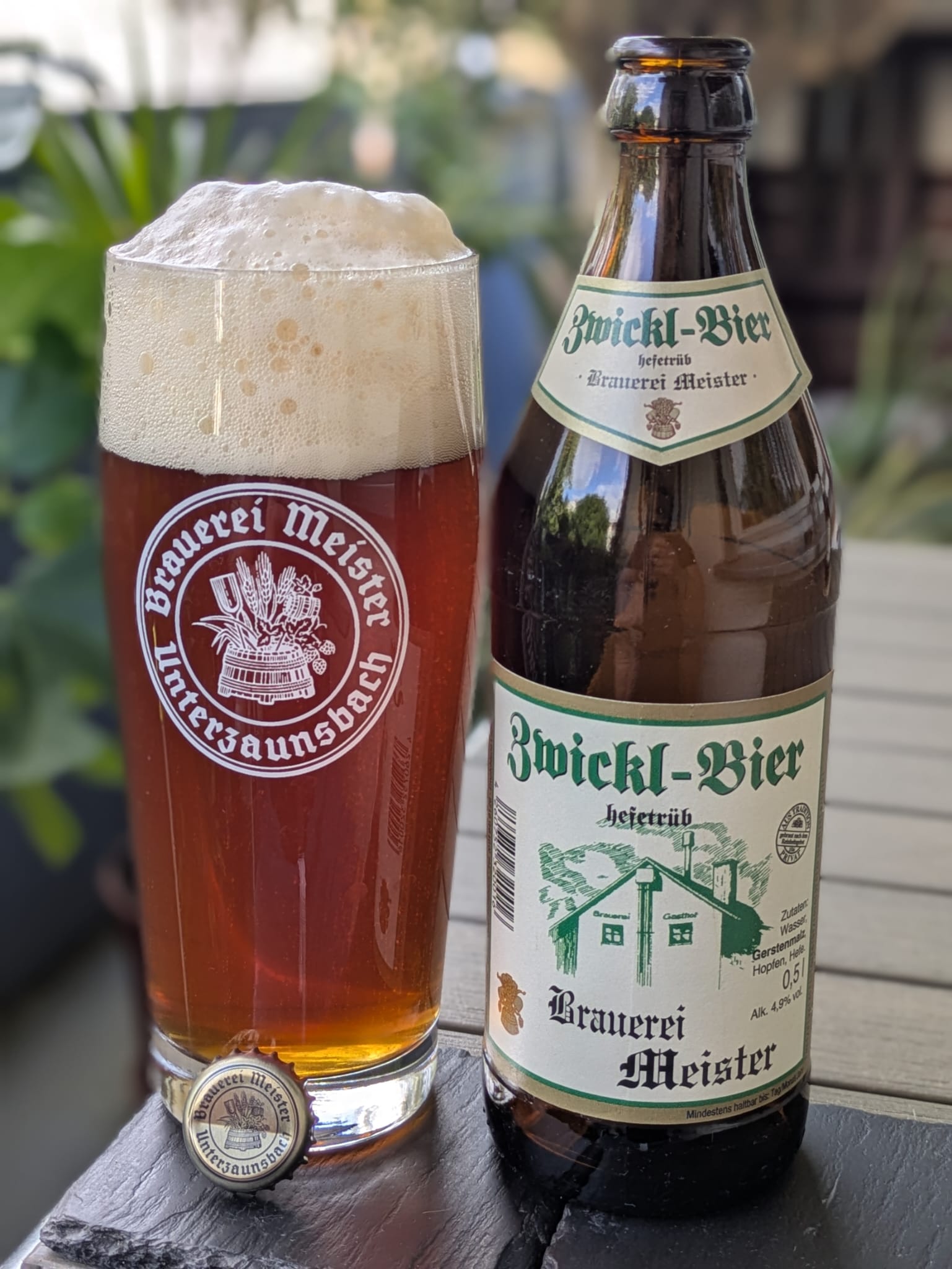Bierprobe Zwickl-Bier der Brauerei Meister vom FrankenBierFreund