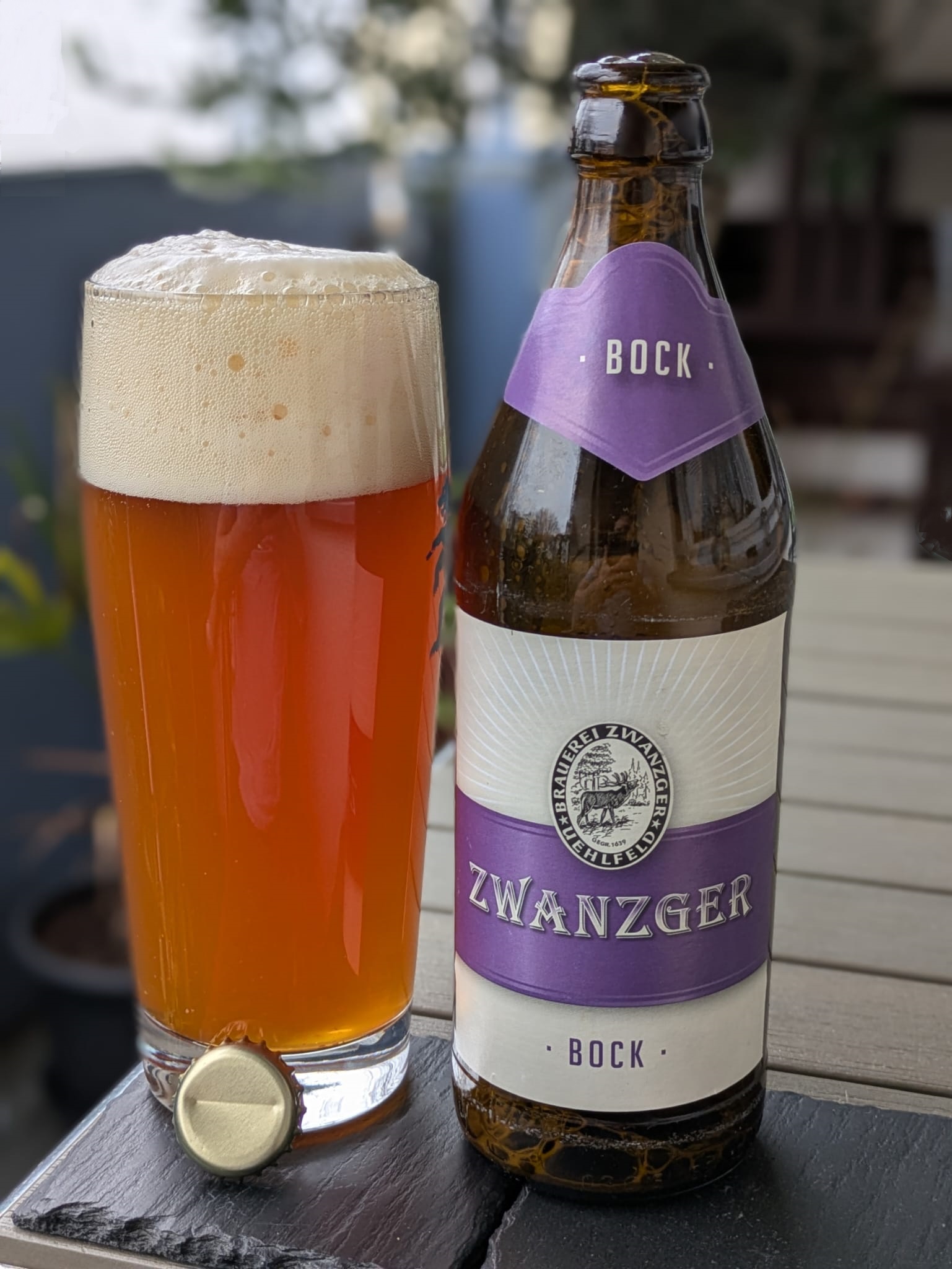 Bierprobe Bock der Brauerei Zwanzger von FrankenBierFreund
