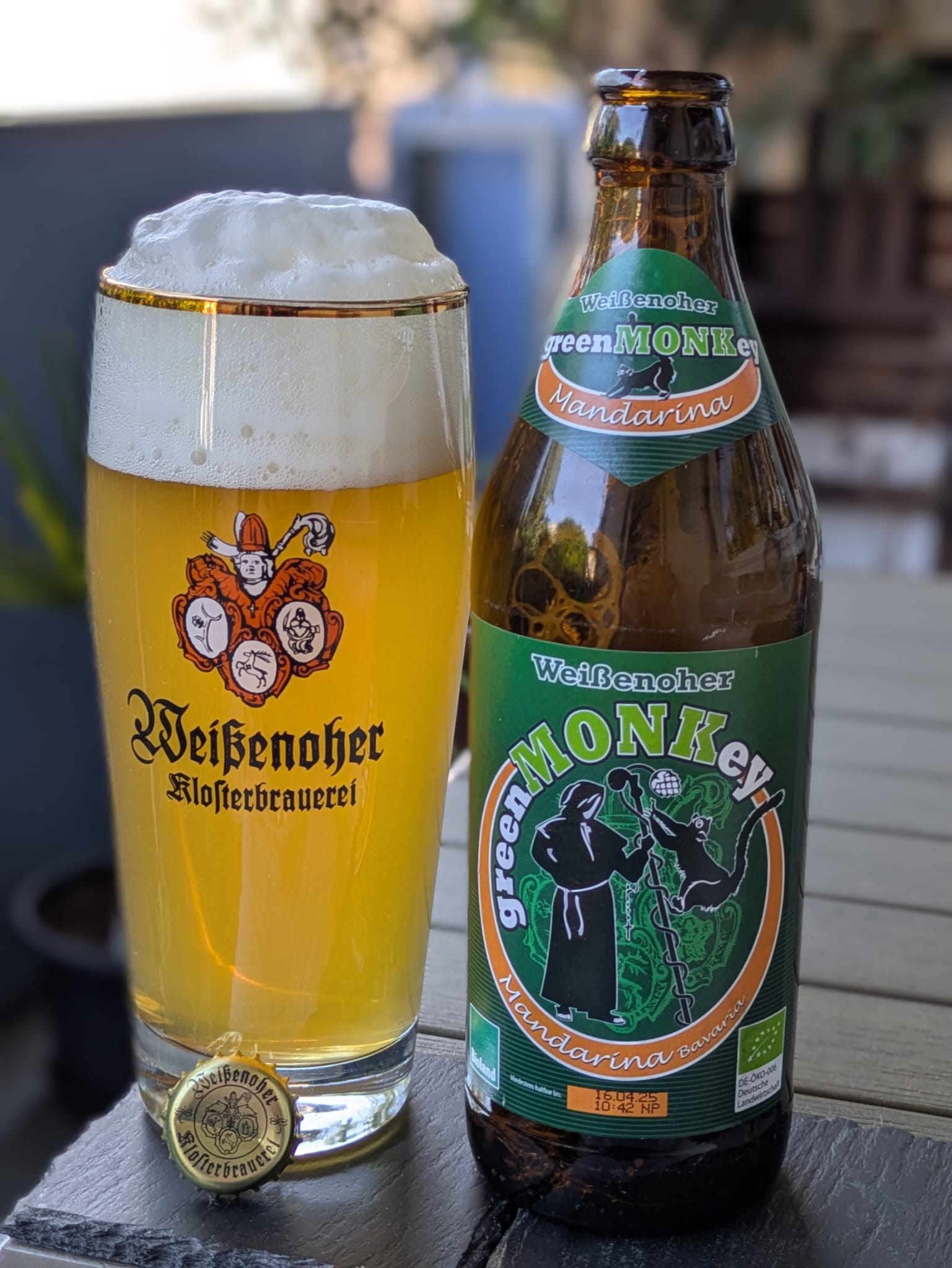 Bierprobe GreenMONKey Mandarina der Weißenoher Klosterbrauerei von FrankenBierFreund
