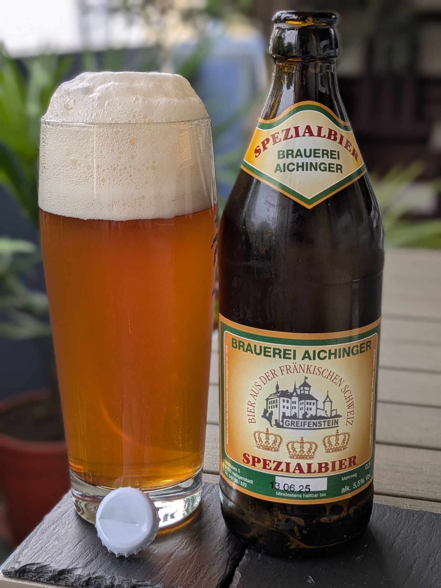 Bierprobe Spezialbier der Brauerei Aichinger von FrankenBierFreund