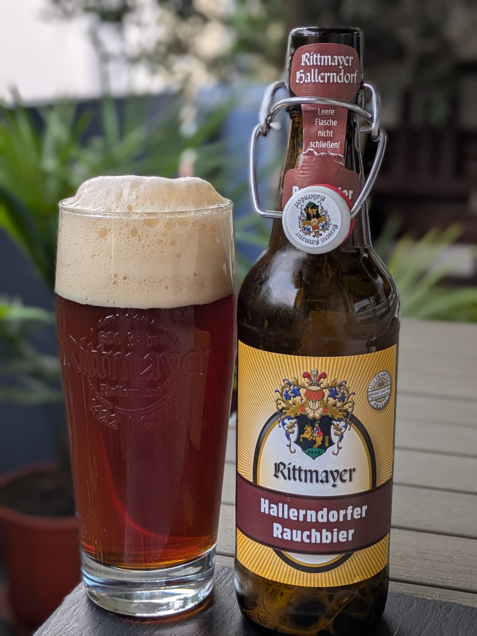 Bierprobe Hallerndorfer Rauchbier der Brauerei Rittmayer von FrankenBierFreund