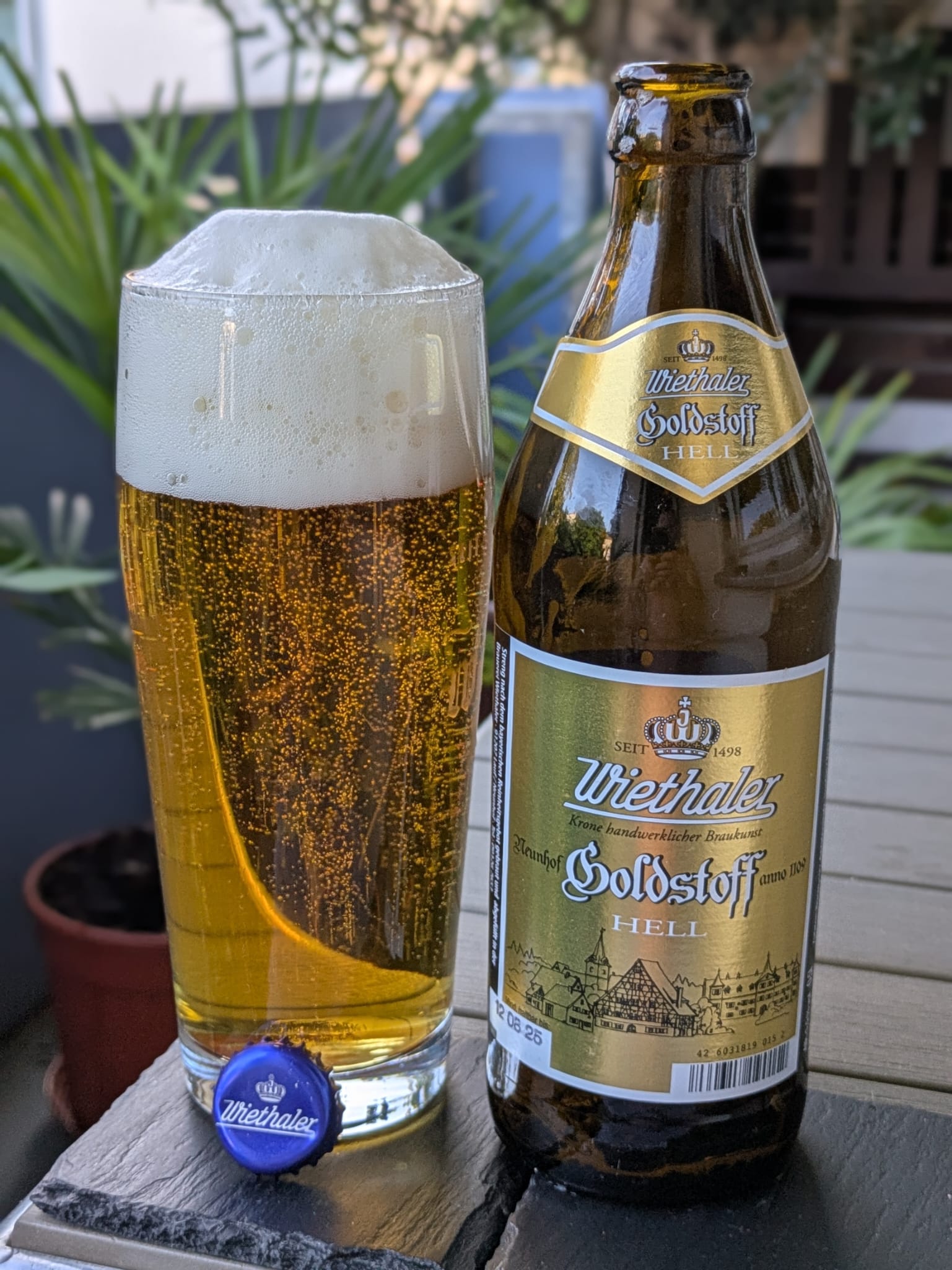 Bierprobe Goldstoff Hell der Brauerei Wiethaler von FrankenBierFreund
