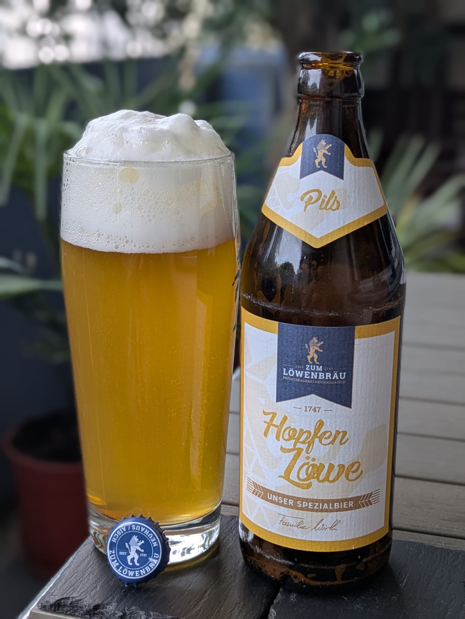 Bierprobe Hopfen Löwe der Brauerei Zum Löwenbräu von FrankenBierFreund
