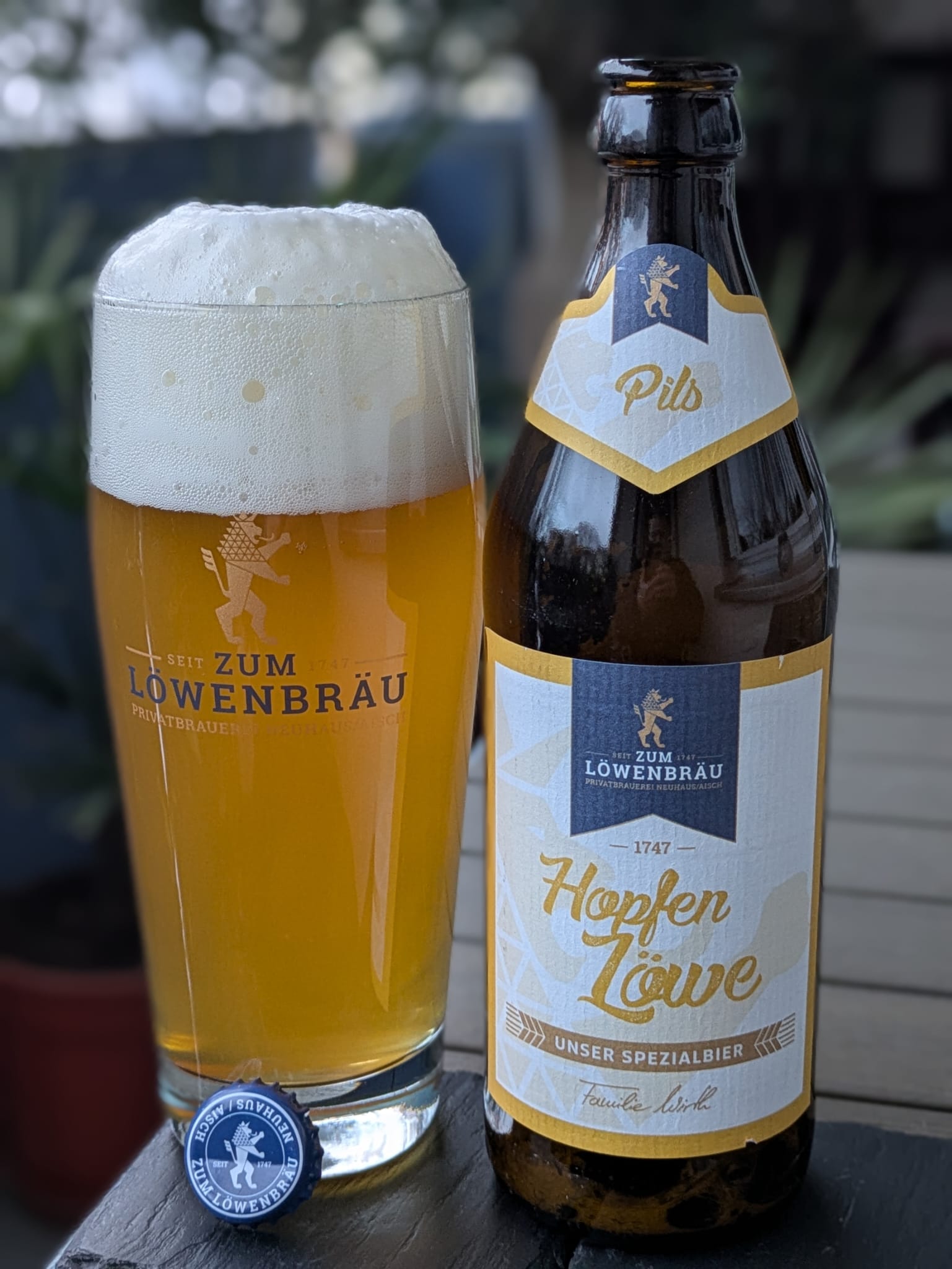 Bierprobe Hopfen Löwe der Brauerei Zum Löwenbräu von FrankenBierFreund