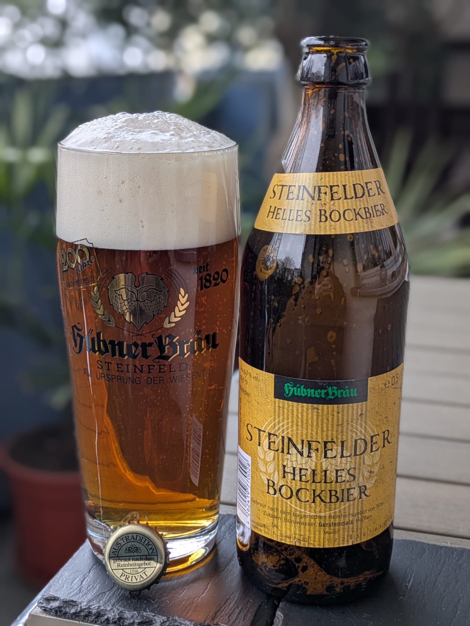 Bierprobe Steinfelder Helles Bockbier von Hübner Bräu von FrankenBierFreund