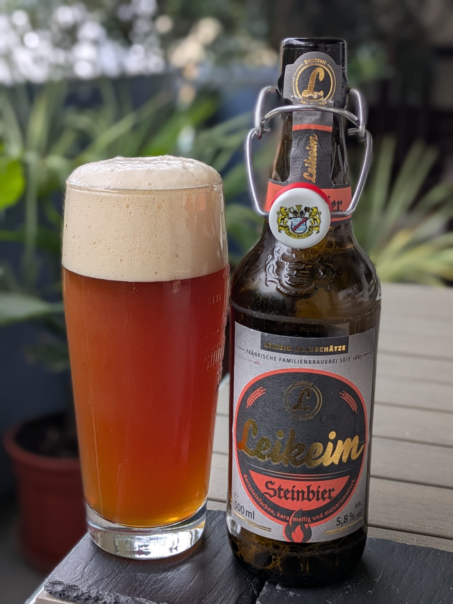 Bierprobe Steinbier der Brauerei Leikeim von FrankenBierFreund