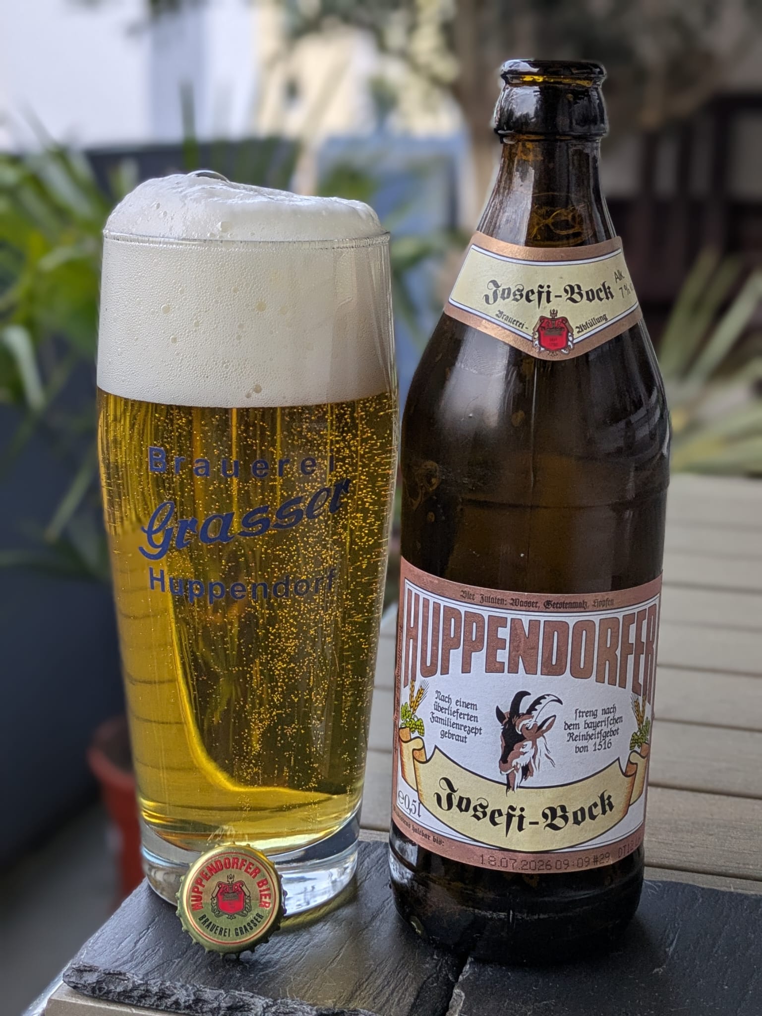 Bierprobe Huppendorfer Josefi Bock der Brauerei Grasser von FrankenBierFreund