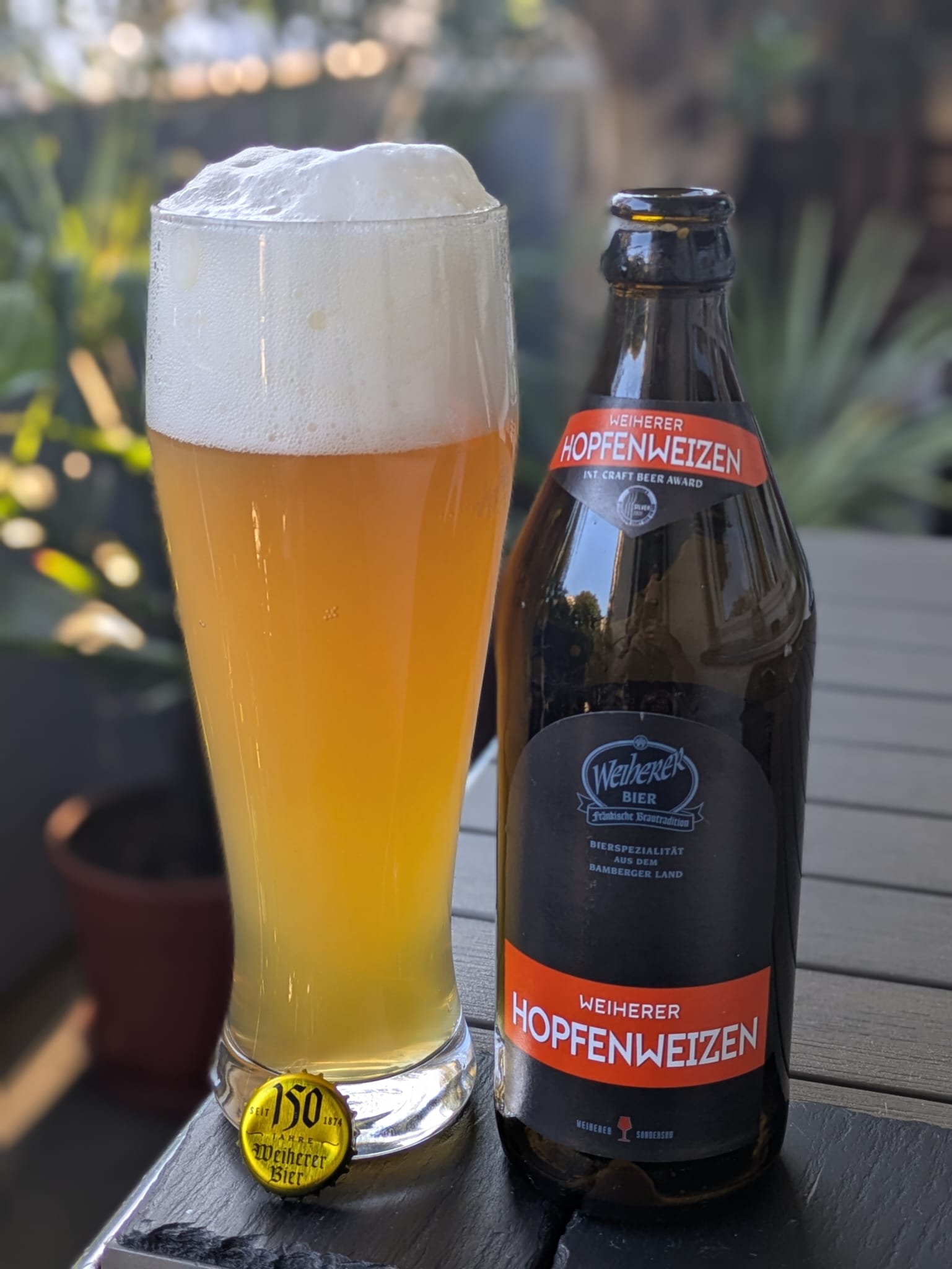 Bierprobe Weiherer Hopfenweizen der Brauerei Kundmüller von FrankenBierFreund