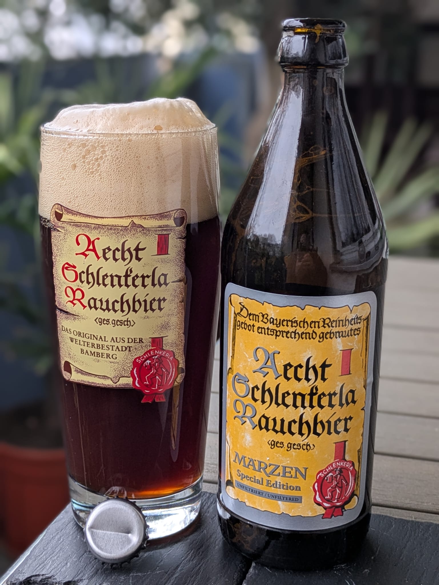Bierprobe Aecht Schlenkerla Märzen unfiltriert  der Brauerei Heller von FrankenBierFreund