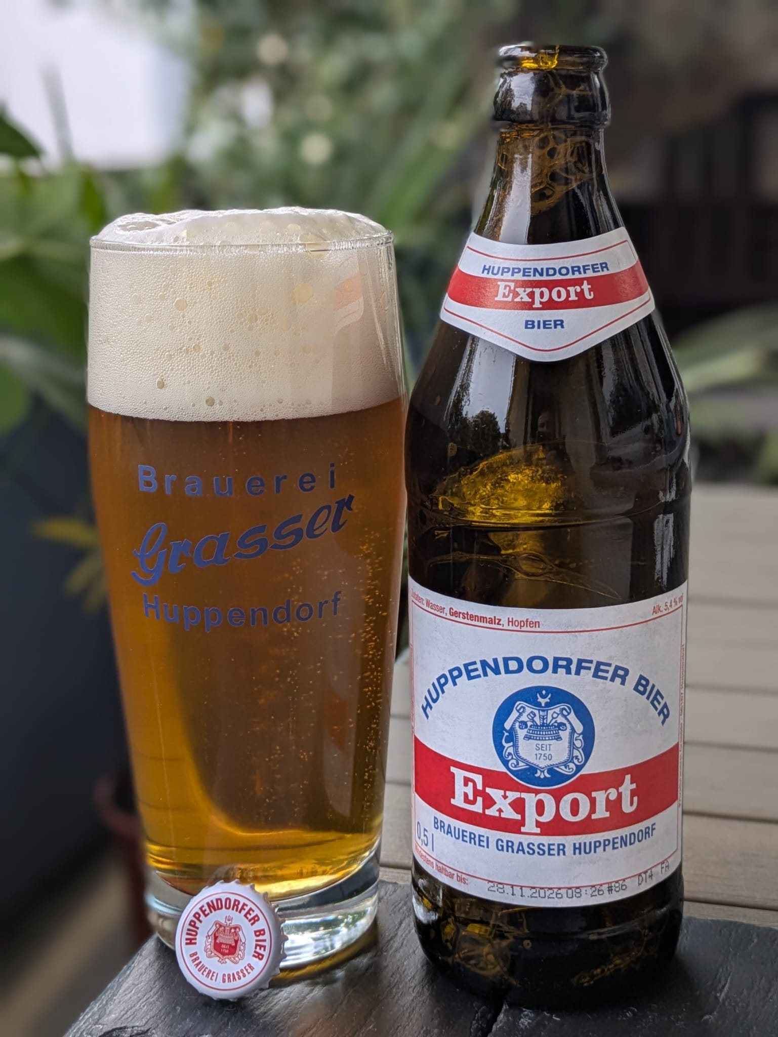 Bierprobe Huppendorfer Export der Brauerei Grasser von FrankenBierFreund