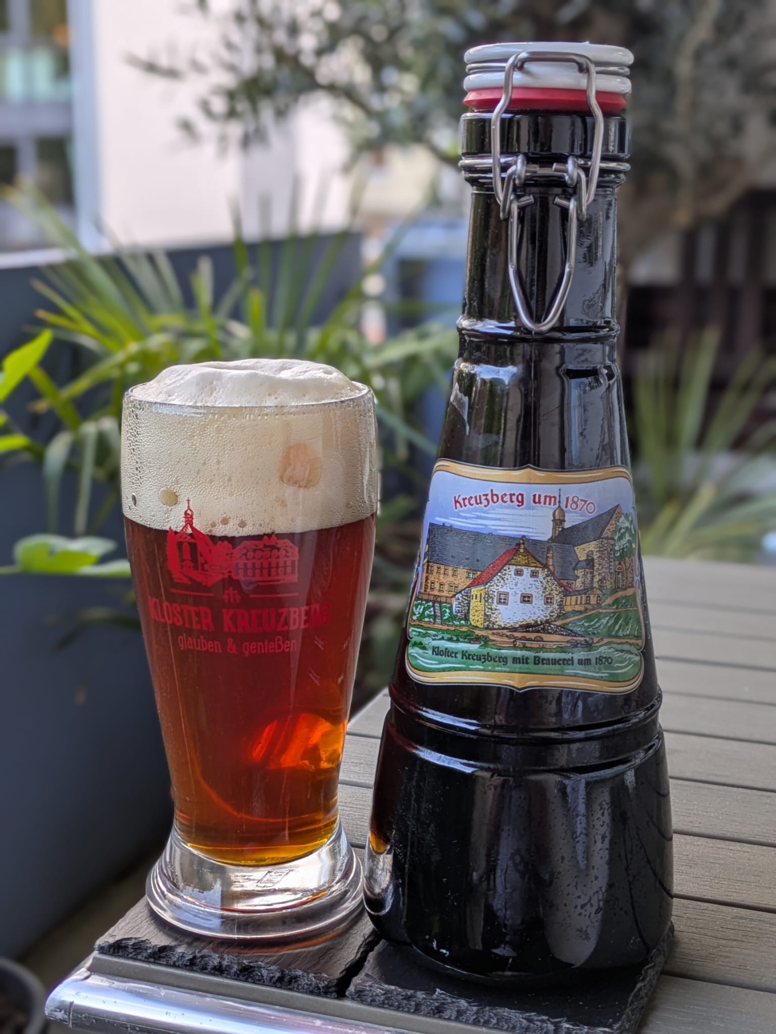 Bierprobe Klosterbier Dunkel der Klosterbrauerei Kreuzberg von FrankenBierFreund