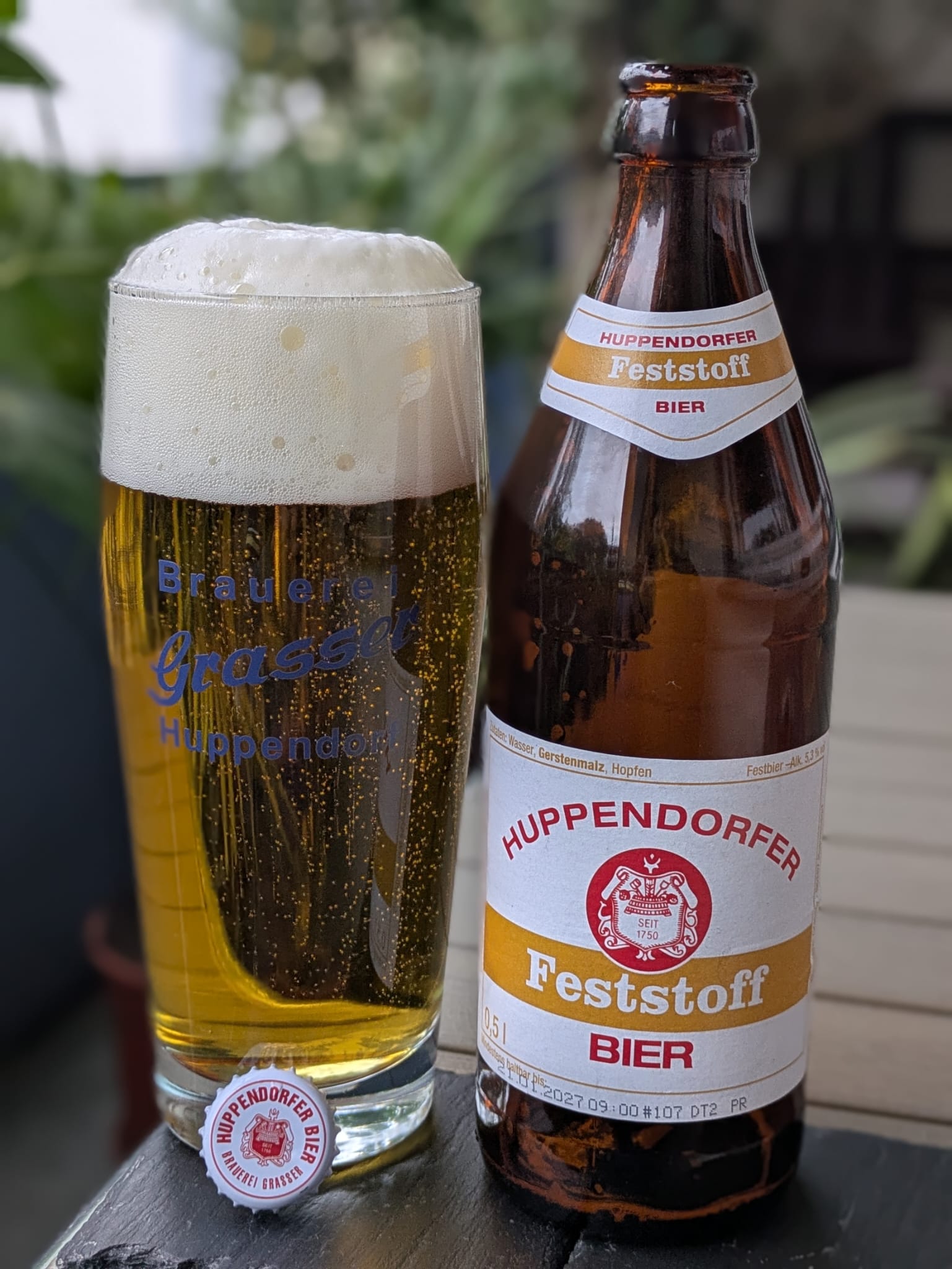 Bierprobe Huppendorfer Feststoff der Brauerei Grasser von FrankenBierFreund
